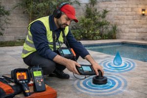 فني يقوم بفحص المنزل من التسريب