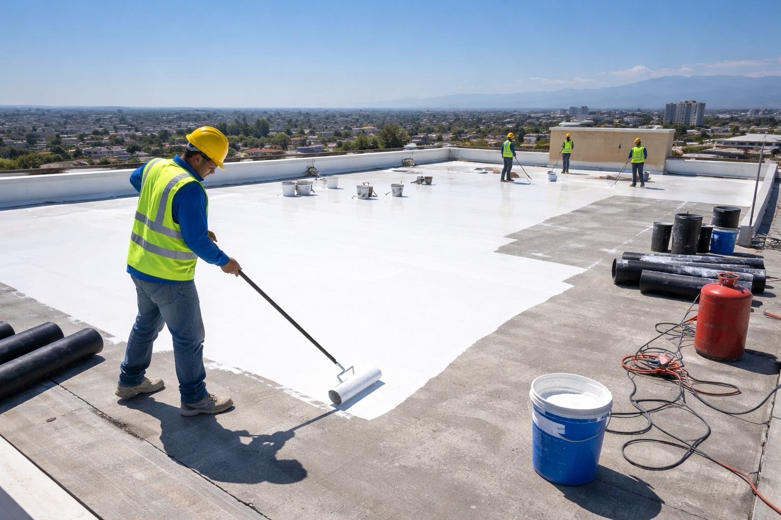 عامل يقوم بعزل السطح بالكامل